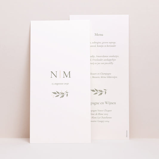 Menukaart Huwelijk Panoramisch portret Gouden kroon van plant foto