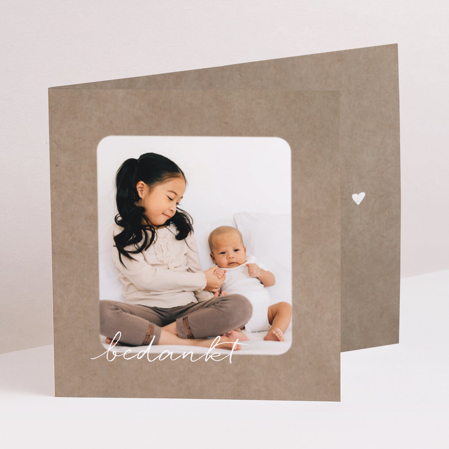 Bedankkaart Geboorte Twee asymmetrische panelen foto N° 1