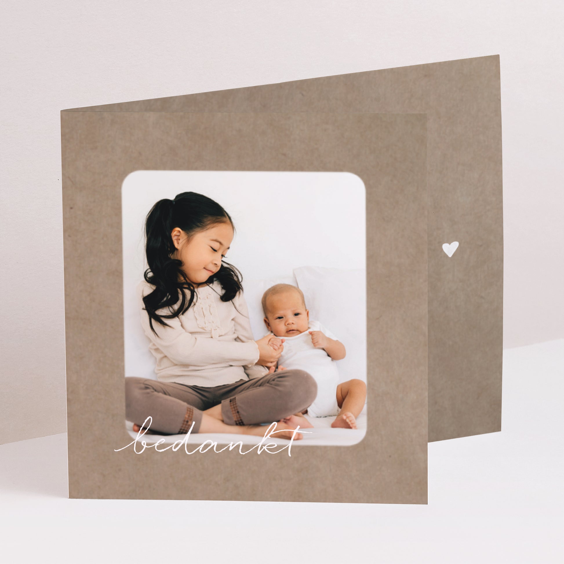 Bedankkaart Geboorte Twee asymmetrische panelen foto N° 1