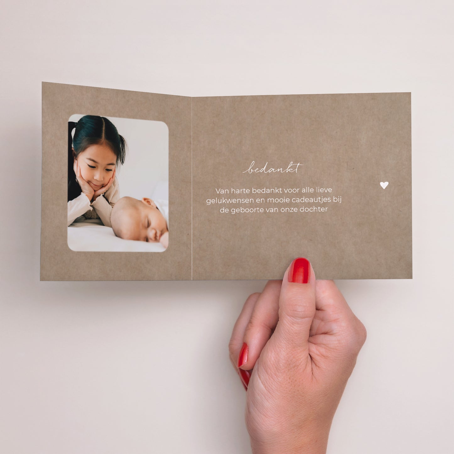 Bedankkaart Geboorte Twee asymmetrische panelen foto N° 2