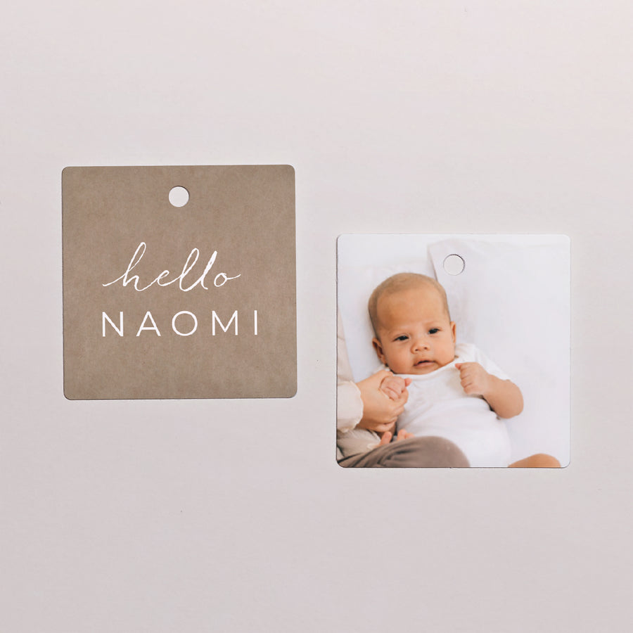 Cadeaulabel Geboorte Vierkant foto