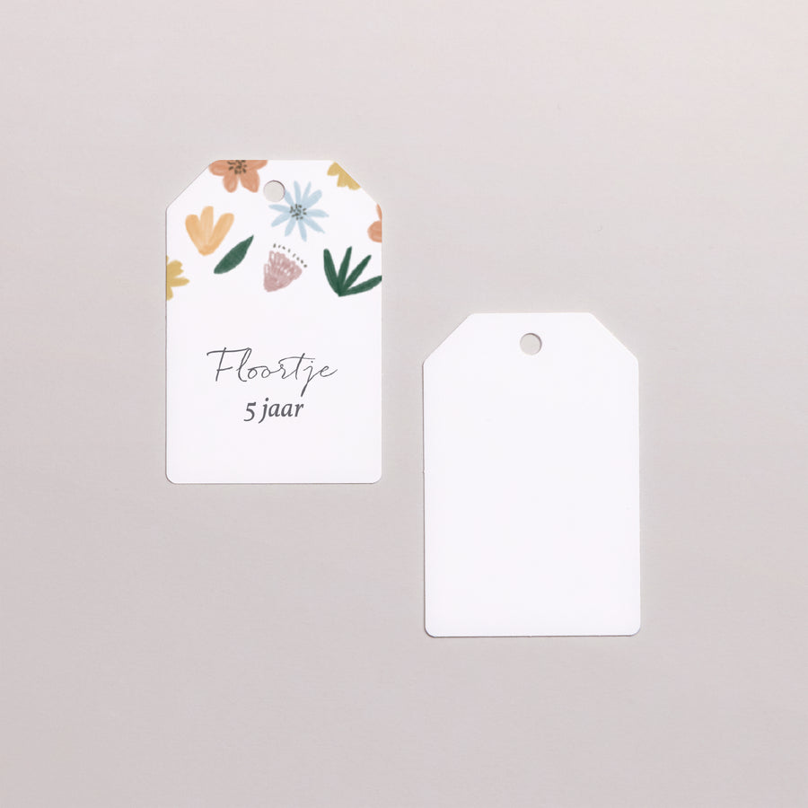 Cadeaulabel Kinderverjaardag Vlag Bloemen foto