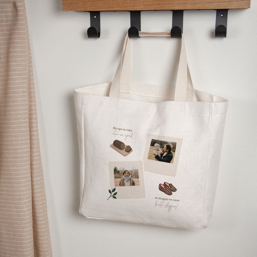 Tote Bag Eindejaar Handgreep van canvas Kerststickers foto N° 1