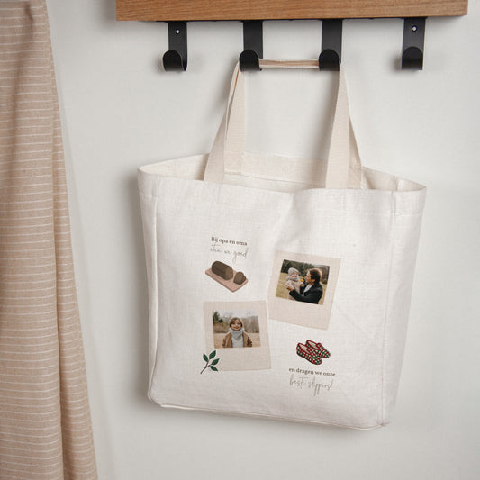 Tote Bag Eindejaar Handgreep van canvas Kerststickers foto