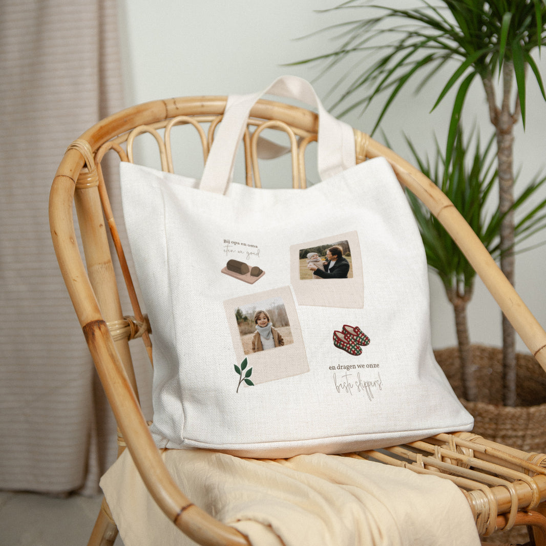 Tote Bag Eindejaar Handgreep van canvas Kerststickers foto N° 2