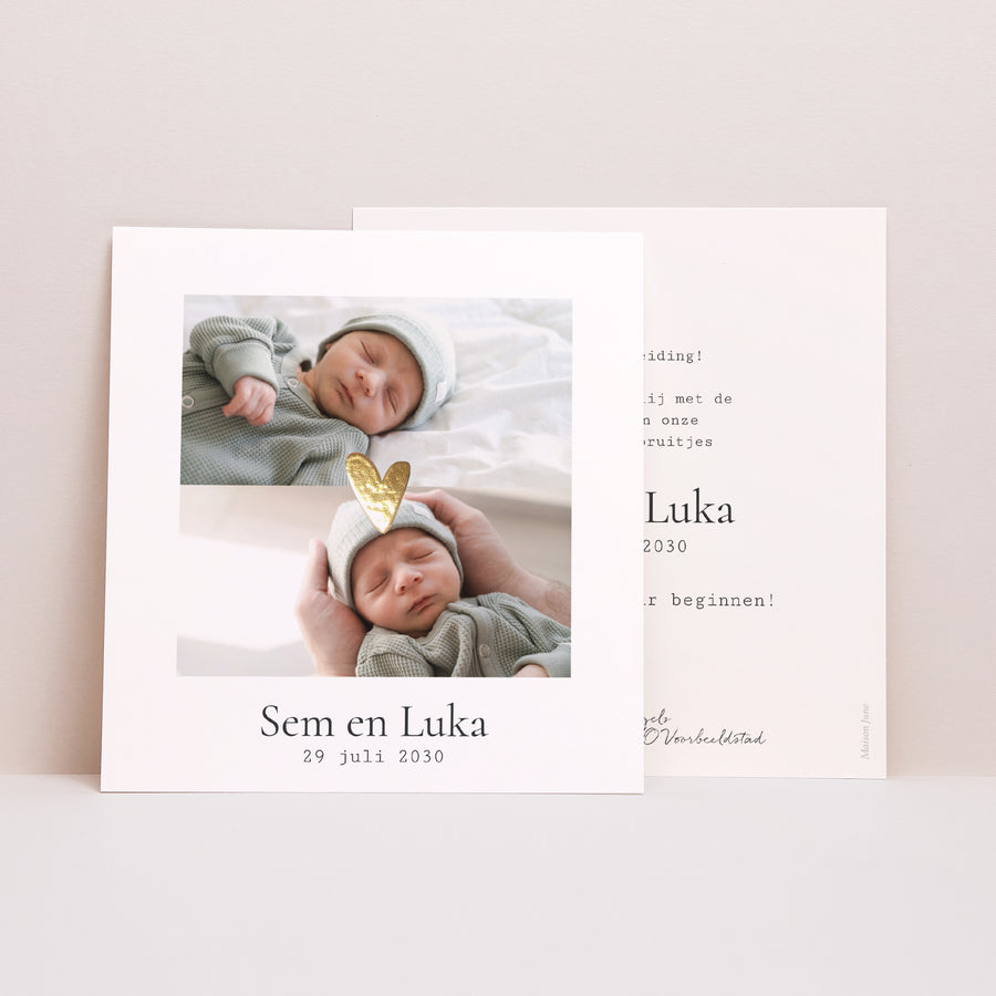 Uitnodigingskaart Geboorte Vierkant foto