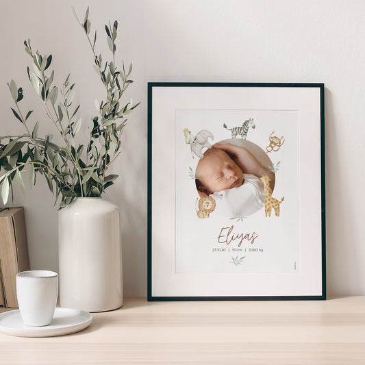 Poster Geboorte Portret Jungle Happiness foto