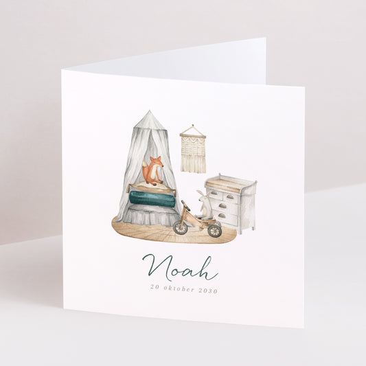 Uitnodigingskaart Geboorte Dubbel vierluik foto