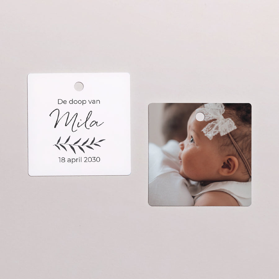 Cadeaulabel Geboorte Vierkant foto