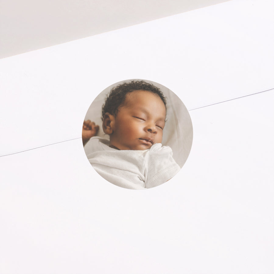 Sticker Geboorte Cirkel Tijdloos wit foto