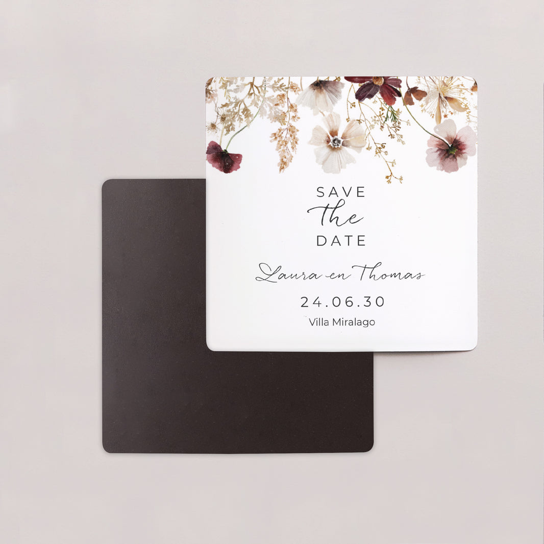 Save the date kaart Huwelijk Set van 9, magnetisch. gedroogde weidebloemen foto N° 2