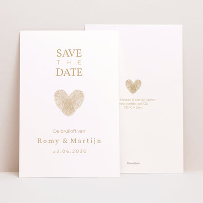 Save the date kaart Huwelijk Portret Empeintes foto N° 1