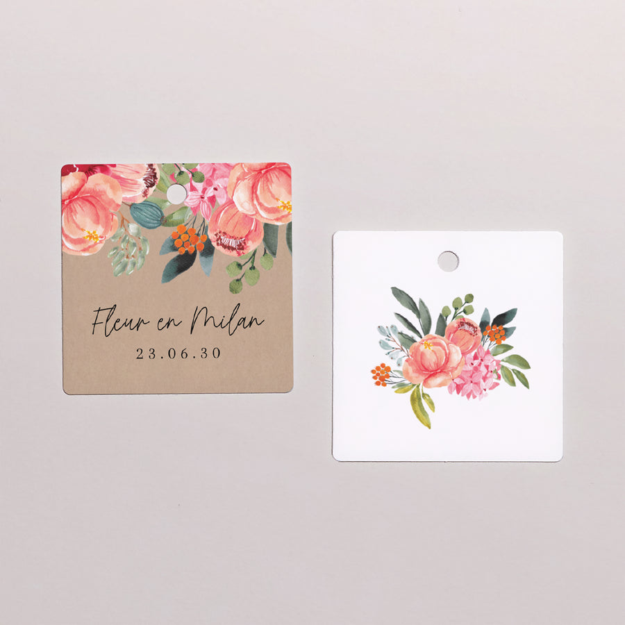 Cadeaulabel Huwelijk Vierkant Pop's Flowers foto