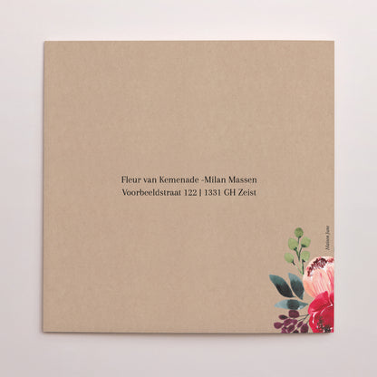 Bedankkaart Huwelijk Dubbele vierkante vouw Pop's Flowers foto N° 3
