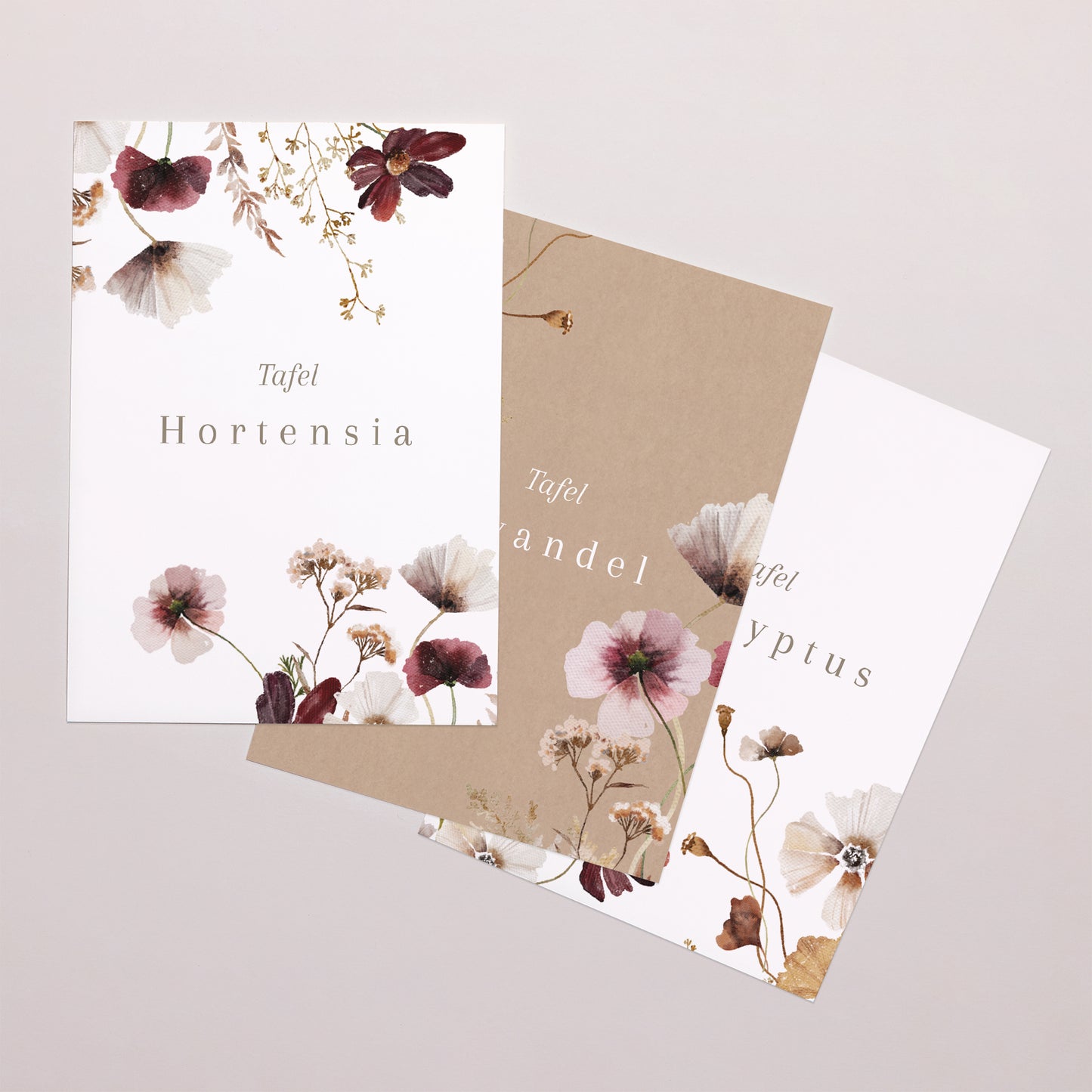 Tafelnummers Huwelijk Rechthoek Gedroogde veldbloemen II foto N° 1