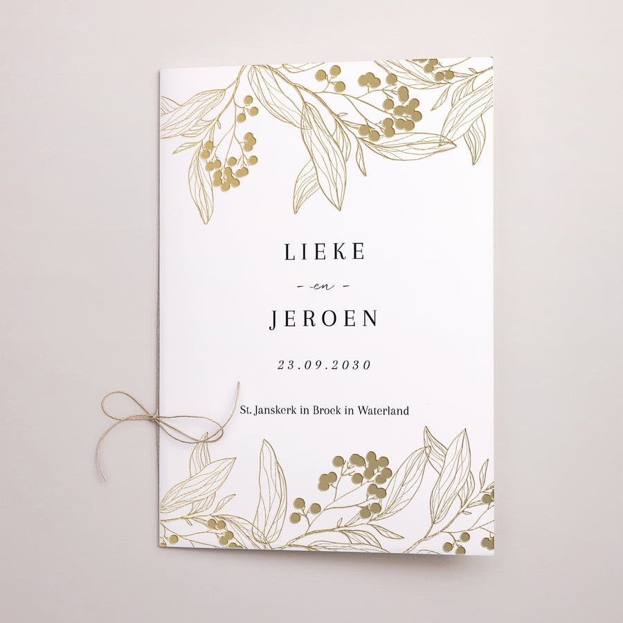 Kerkboekje Huwelijk Dubbele deur Gouden bloemmotieven foto