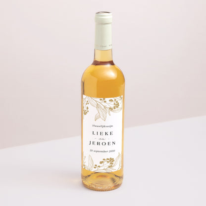 Flesetiket Huwelijk Portret Gouden bloemmotieven foto N° 1