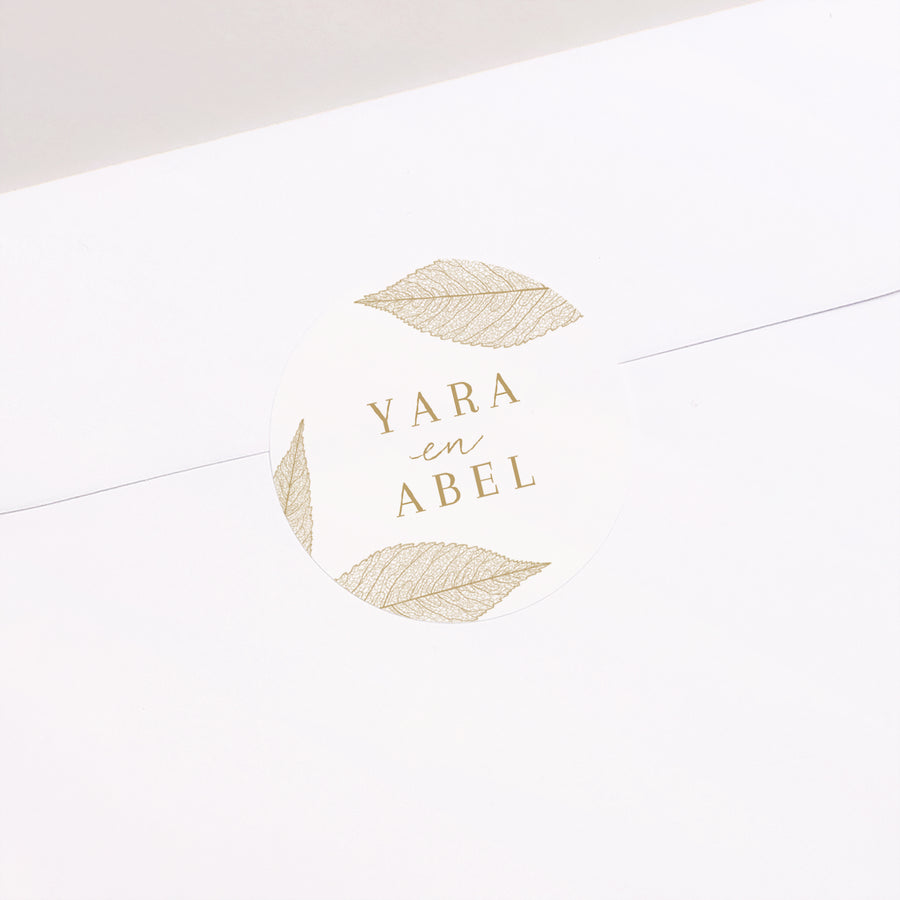 Sticker Huwelijk Cirkel gouden bladeren foto