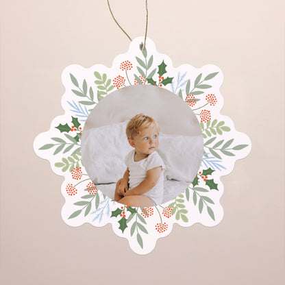 Kerstkaart Eindejaar Sneeuwvlok om op te hangen Glimlachen voor Kerstmis foto N° 1