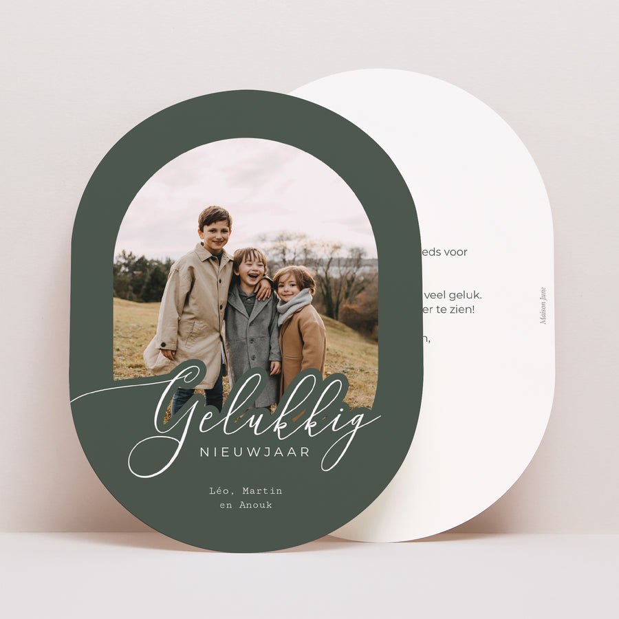 Kerstkaart Eindejaar Ovaal foto
