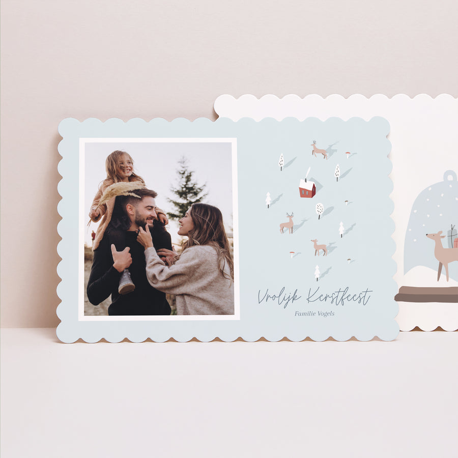 Kerstkaart Eindejaar Landschap, biscuitranden foto