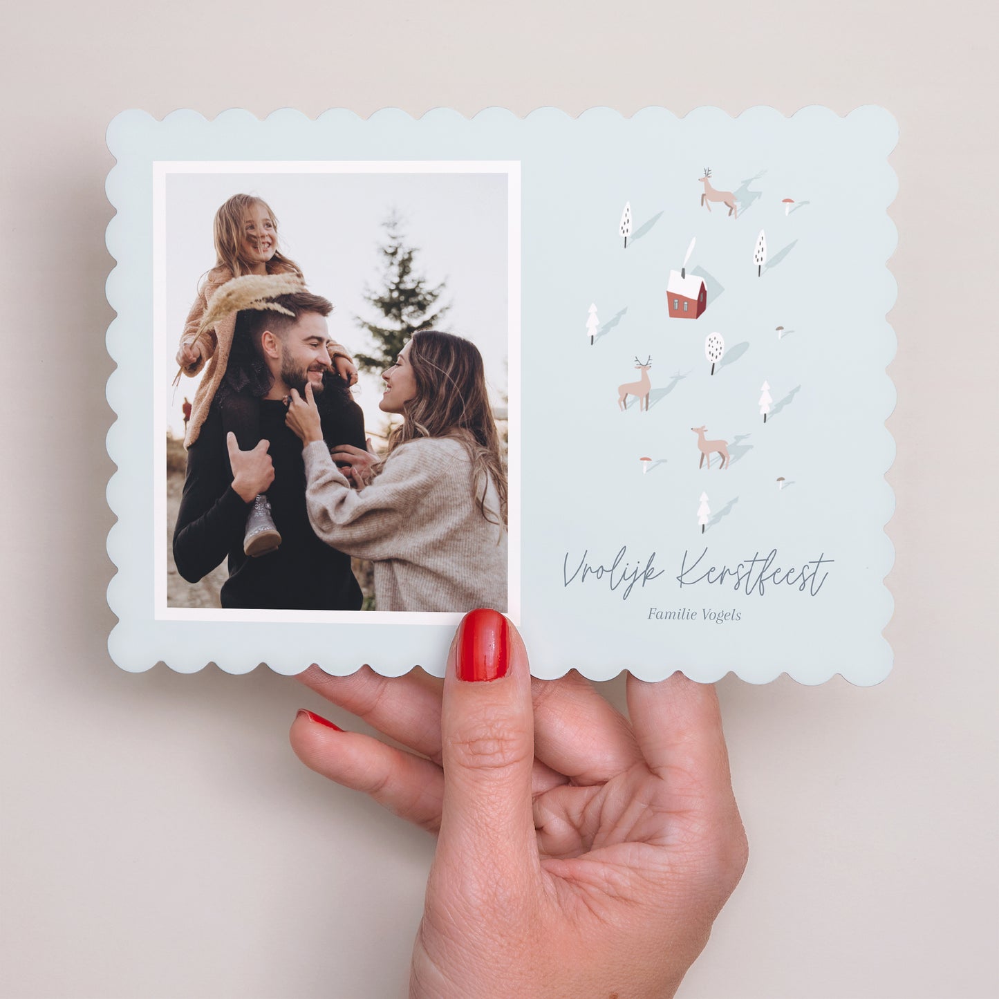 Kerstkaart Eindejaar Landschap, biscuitranden foto N° 3