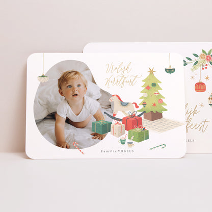 Kerstkaart Eindejaar Landschap, afgeronde randen Kerstochtend foto N° 1