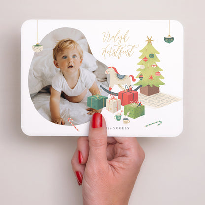 Kerstkaart Eindejaar Landschap, afgeronde randen Kerstochtend foto N° 3