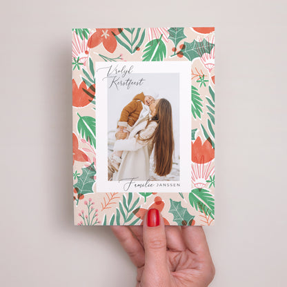 Kerstkaart Eindejaar Feestelijke Bloemen foto N° 2