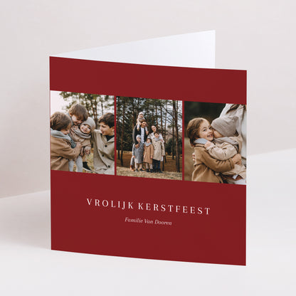 Kerstkaart Eindejaar Dubbel vierluik Rode multifoto's foto N° 1
