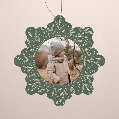 Kerstkaart Eindejaar Sneeuwvlok om op te hangen foto N° 1