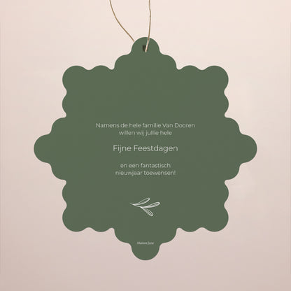 Kerstkaart Eindejaar Sneeuwvlok om op te hangen foto N° 2