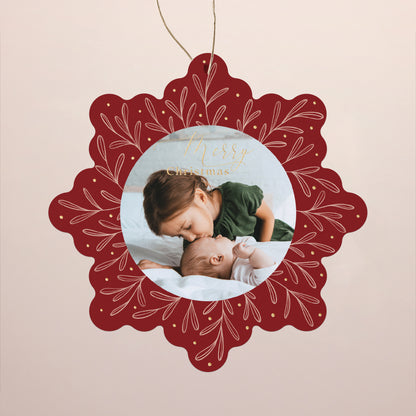 Kerstkaart Eindejaar Sneeuwvlok om op te hangen foto N° 1