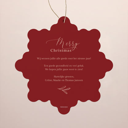 Kerstkaart Eindejaar Sneeuwvlok om op te hangen foto N° 2