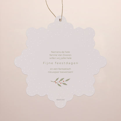 Kerstkaart Eindejaar Sneeuwvlok om op te hangen strengen en schilfers foto N° 2
