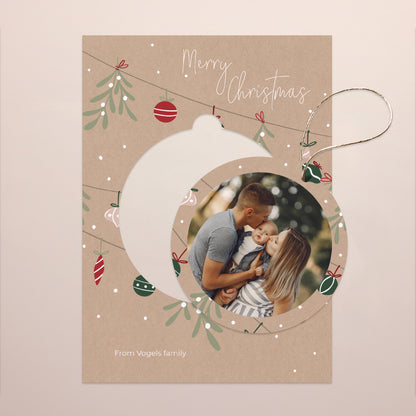 Kerstkaart Eindejaar Afneembaar Kraft slinger foto N° 1