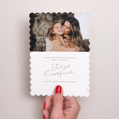 Kerstkaart Eindejaar Portret, biscuitranden Vrolijk gouden kerstfeest foto N° 3