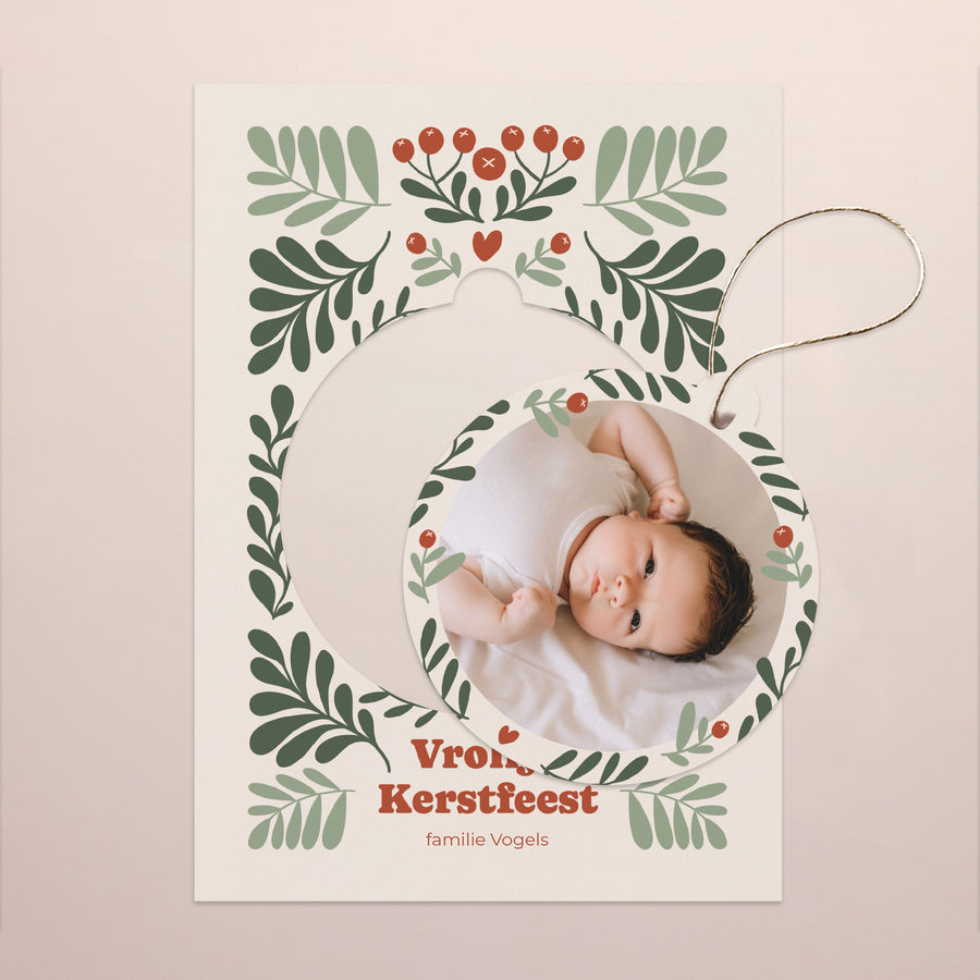 Kerstkaart Eindejaar Afneembaar Patroon dat moet worden losgekoppeld foto