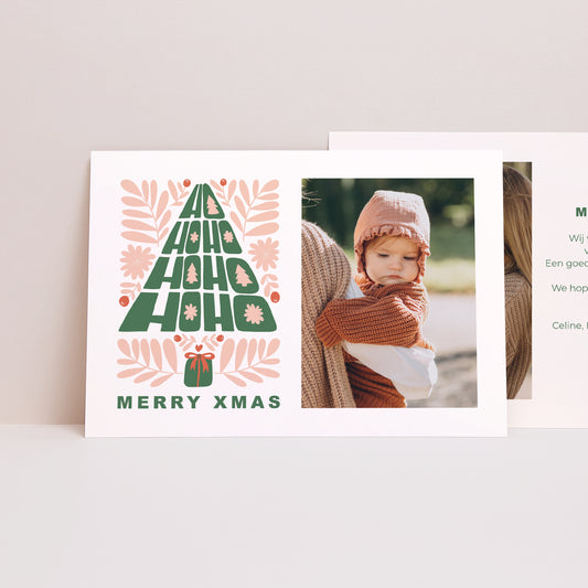 Kerstkaart Eindejaar Landschap Ho ho ho foto