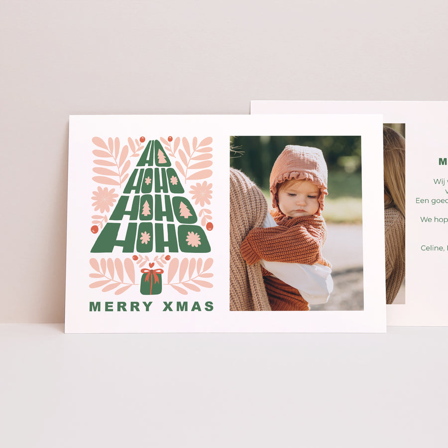 Kerstkaart Eindejaar Landschap Ho ho ho foto