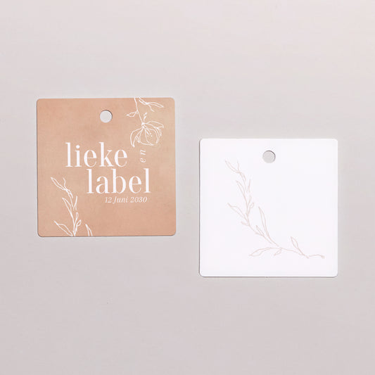 Cadeaulabel Huwelijk Vierkant een pagina met poëzie foto