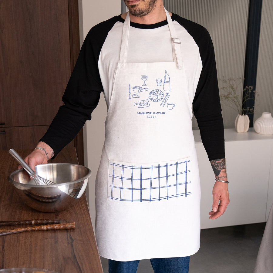 Schort Objecten Natuurlijk beige Een Frans diner foto