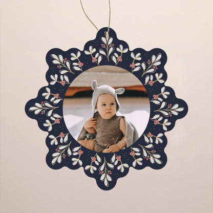 Kerstkaart Eindejaar Sneeuwvlok om op te hangen Een zachte winter foto N° 1