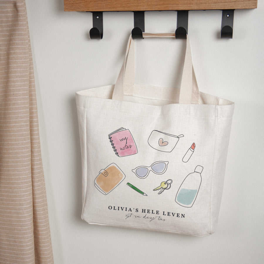 Tote Bag Objecten Handgreep van canvas foto