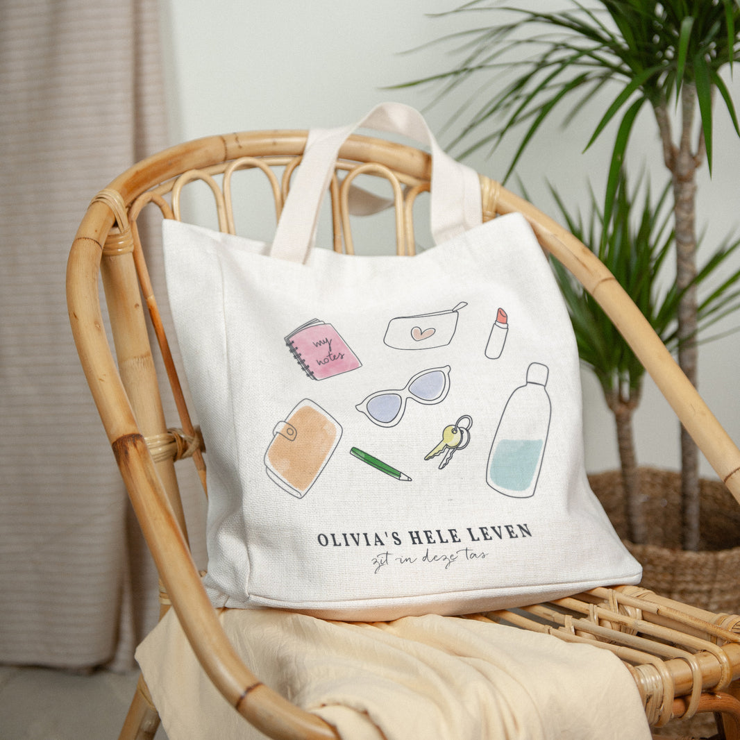 Tote Bag Objecten Handgreep van canvas foto N° 2