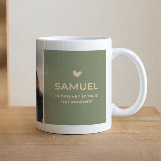 Mok Objecten Wit Multifoto ik hou van je zoals het weekend foto