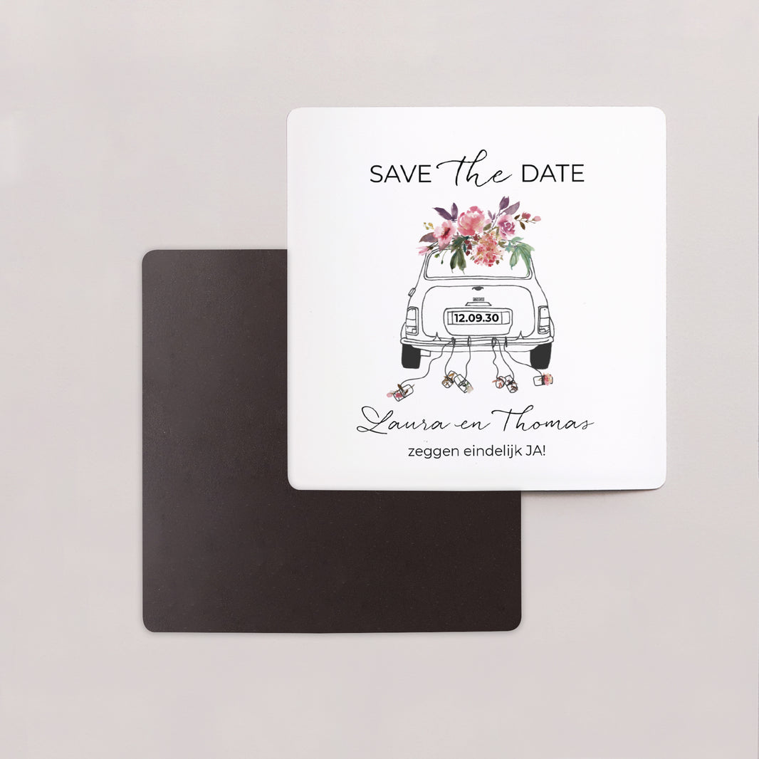 Save the date kaart Huwelijk Set van 9, magnetisch. Minibloemen foto N° 2