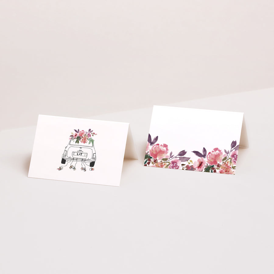 Naamkaartjes Huwelijk 2 luiken Minibloemen foto