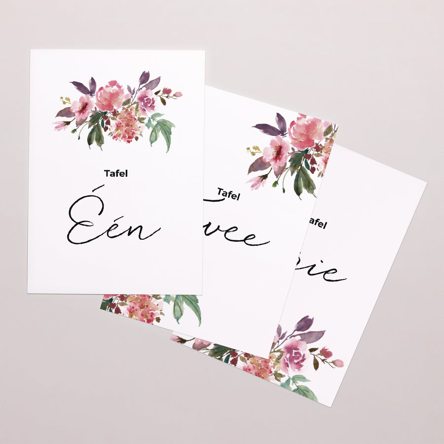 Tafelnummers Huwelijk Rechthoek Minibloemen foto