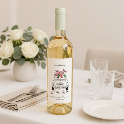 Flesetiket Huwelijk Portret Minibloemen foto N° 2